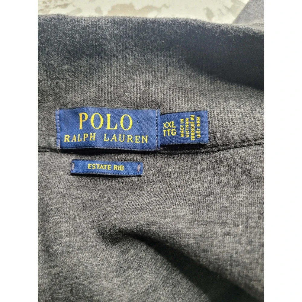 Polo Ralph Lauren Estate Rib 1/4 Zip‎ Gray Sweater Men's XXL 100% Cotton Preppy